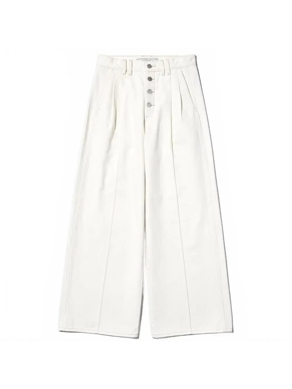 Uniqlo GU 100% Cotton Button Front Wide Leg Jeans by rokh NWT Off White Small